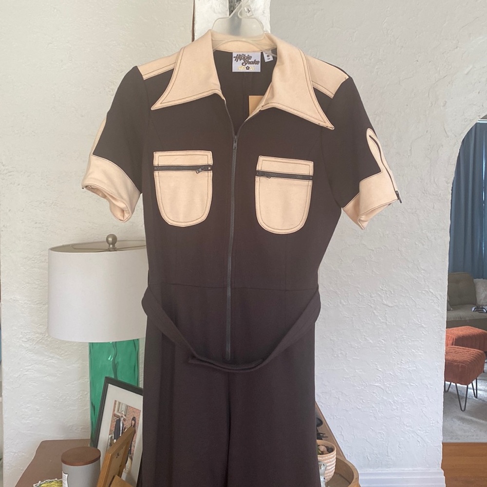 NWT The Hippie Shake Ramble On Brown Zip Jumpsuit size UK 10 (similar to US 6)
